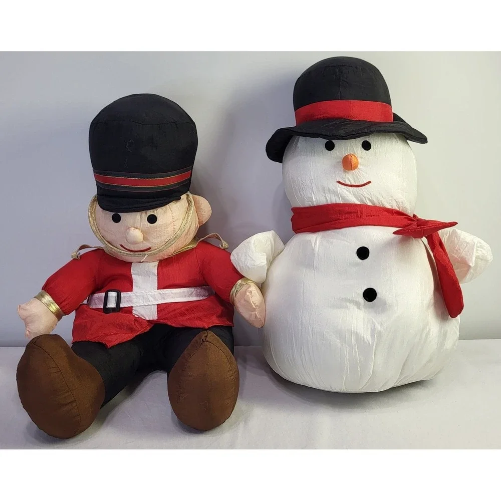 International Silver Nylon Parachute Christmas Snowman & Soldier Plush Set 18